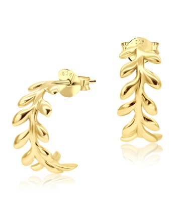 Gold Plated Leaf Designed Silver Ear Stud STS-3715-GP